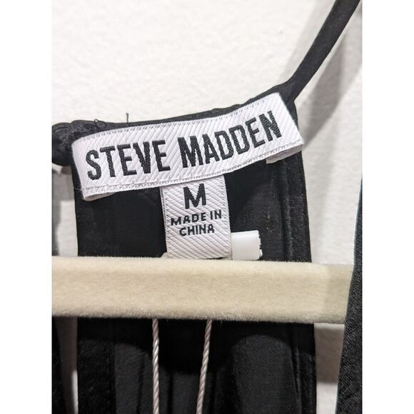 New! Steve Madden Crinkle Satin Sleeveless Cowl Neck Cargo Jumpsuit, M - Picture 16 of 16